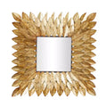 Metal Leaf Radial Wall Mirror Brown - Olivia & May: Rustic Square No Assembly Required