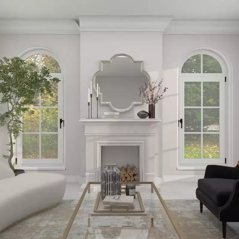Specchio da parete in alluminio Quatrefoil grigio, rotondo glamour, 39,5 pollici