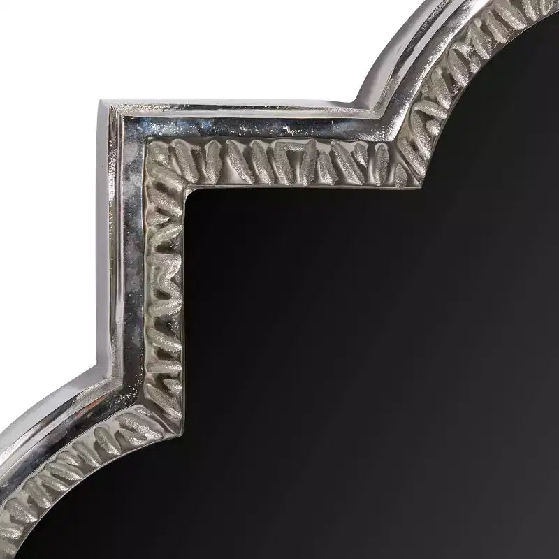 Specchio da parete in alluminio Quatrefoil grigio, rotondo glamour, 39,5 pollici