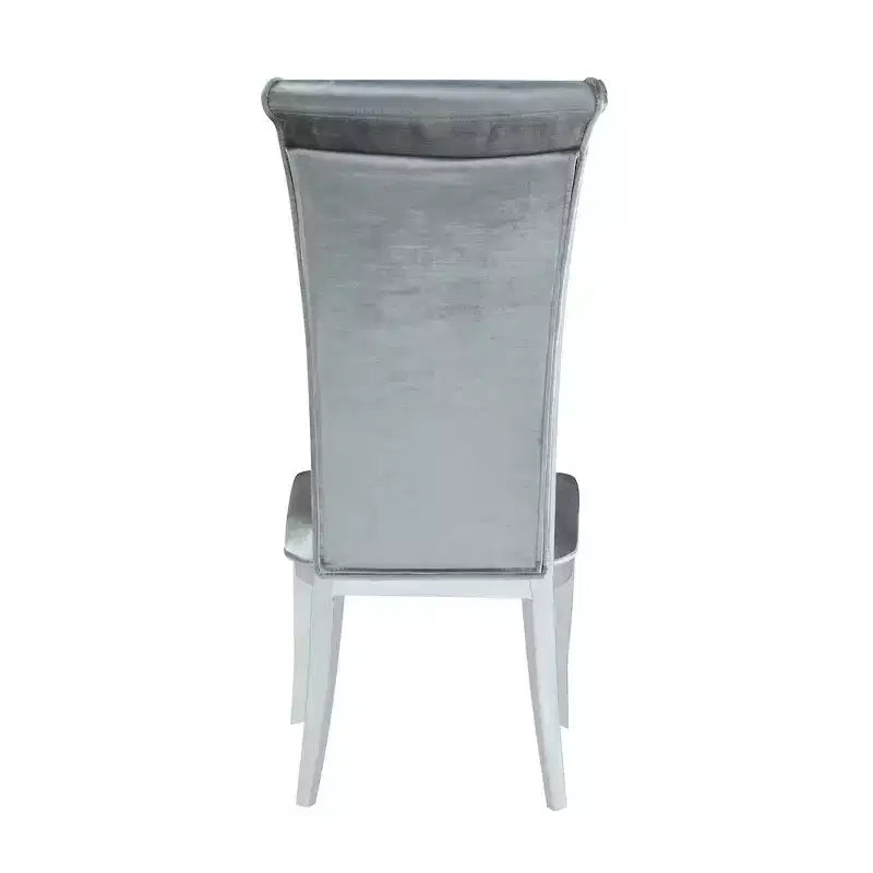 Sedia da pranzo moderna con schienale alto e curvo, Poliestere blu, Struttura in acciaio inossidabile lucido