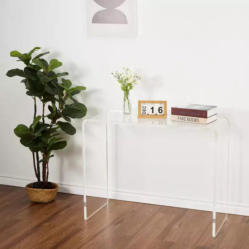 TROPOW Modern Acrylic Console Table Transparent Narrow Side Table, Compact Accent Furniture for Living Room, 38.2x15x29.3 Inches,Transparent