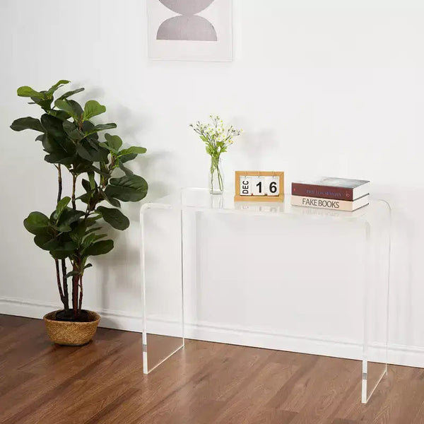 TROPOW Modern Acrylic Console Table Transparent Narrow Side Table, Compact Accent Furniture for Living Room, 38.2x15x29.3 Inches,Transparent