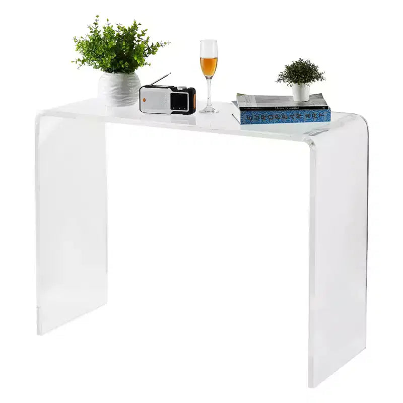 Consolle moderna in acrilico, tavolo laterale stretto trasparente, 97x38x74 cm