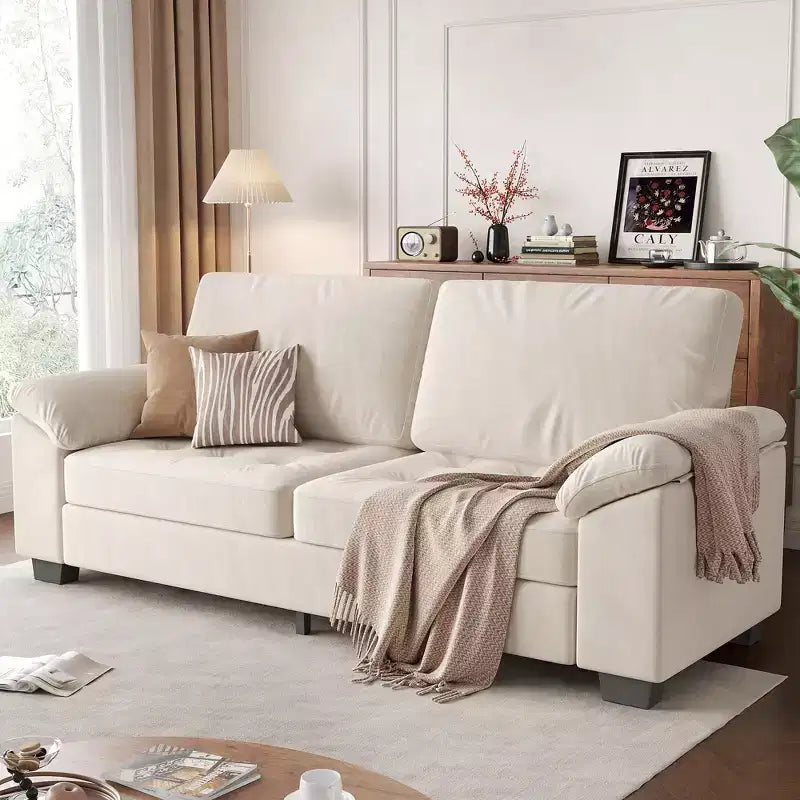 3 Seater Sofa Counch Velvet Upholstered Oversized Loveseat with Soft Spacious Armrests, Comfy Button Tufted Couch