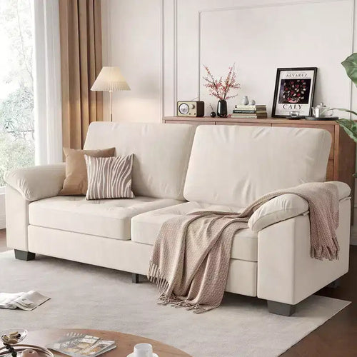 3 Seater Sofa Counch Velvet Upholstered Oversized Loveseat with Soft Spacious Armrests, Comfy Button Tufted Couch