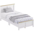 HOMCOM Bed Frame with Headboard and Footboard, Platform Bed Frame with Wooden Slats, No Box Spring Needed, Easy Assembly, White