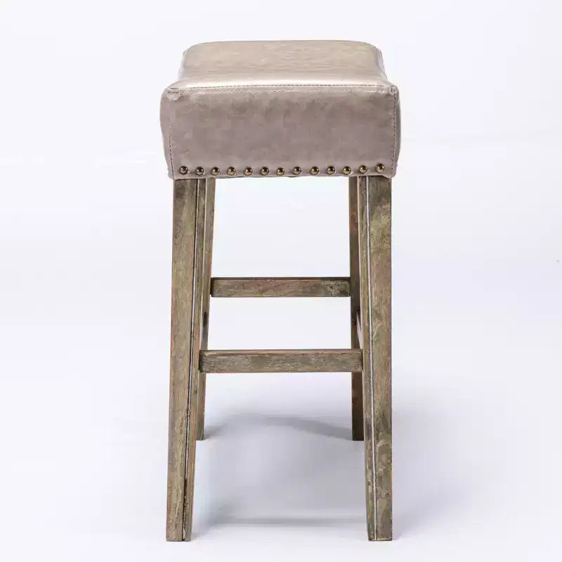 Sgabelli da bancone senza schienale in pelle PU da 26", sgabelli da bar a sella con borchie, altezza regolabile