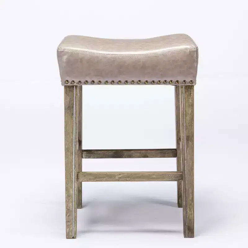 Sgabelli da bancone senza schienale in pelle PU da 26", sgabelli da bar a sella con borchie, altezza regolabile
