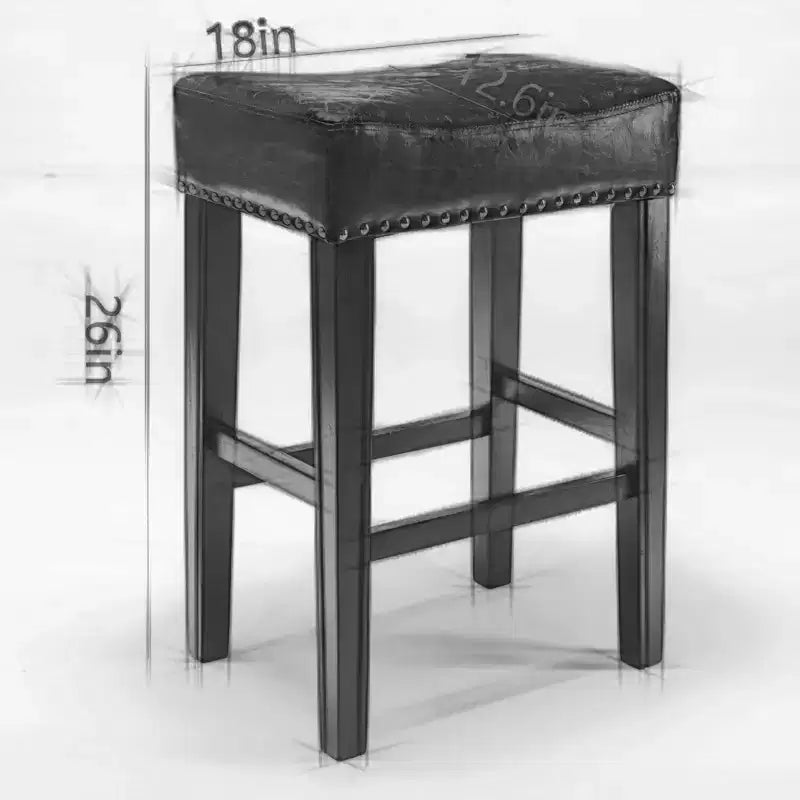 Sgabelli da bancone senza schienale in pelle PU da 26", sgabelli da bar a sella con borchie, altezza regolabile