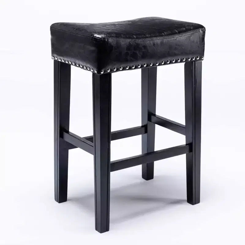 Sgabelli da bancone senza schienale in pelle PU da 26", sgabelli da bar a sella con borchie, altezza regolabile