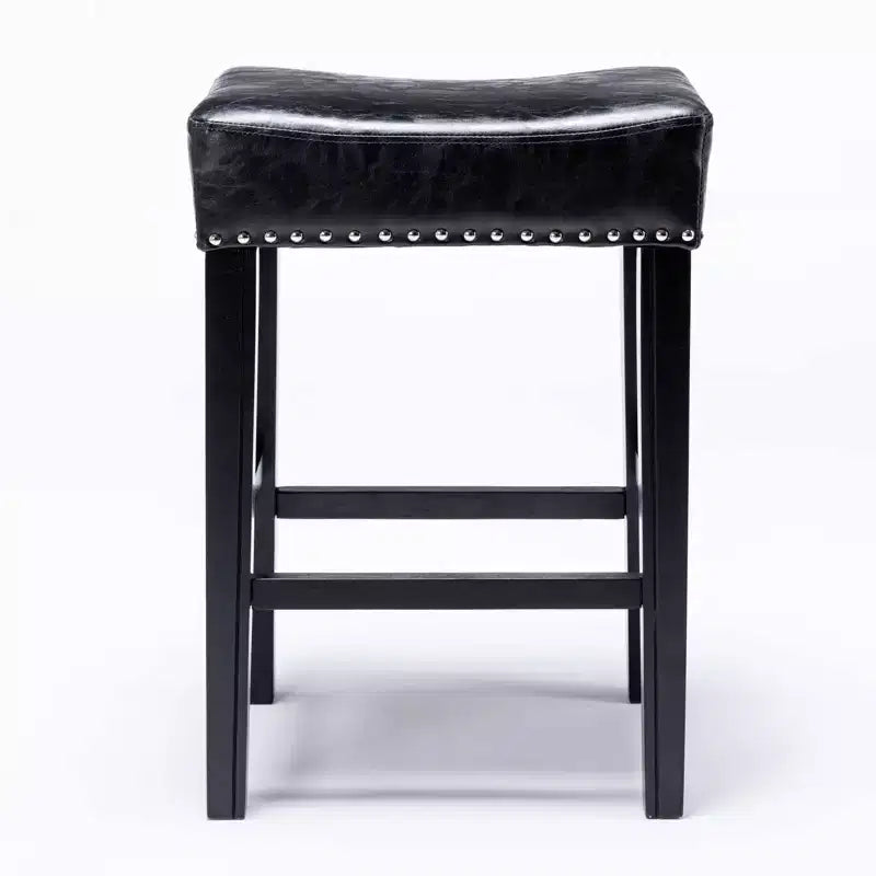 Sgabelli da bancone senza schienale in pelle PU da 26", sgabelli da bar a sella con borchie, altezza regolabile