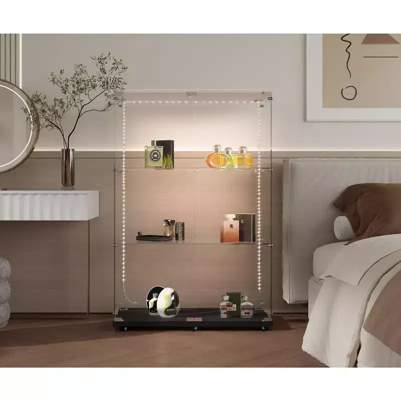 Vetrina in vetro temperato con Smart LED, Nera