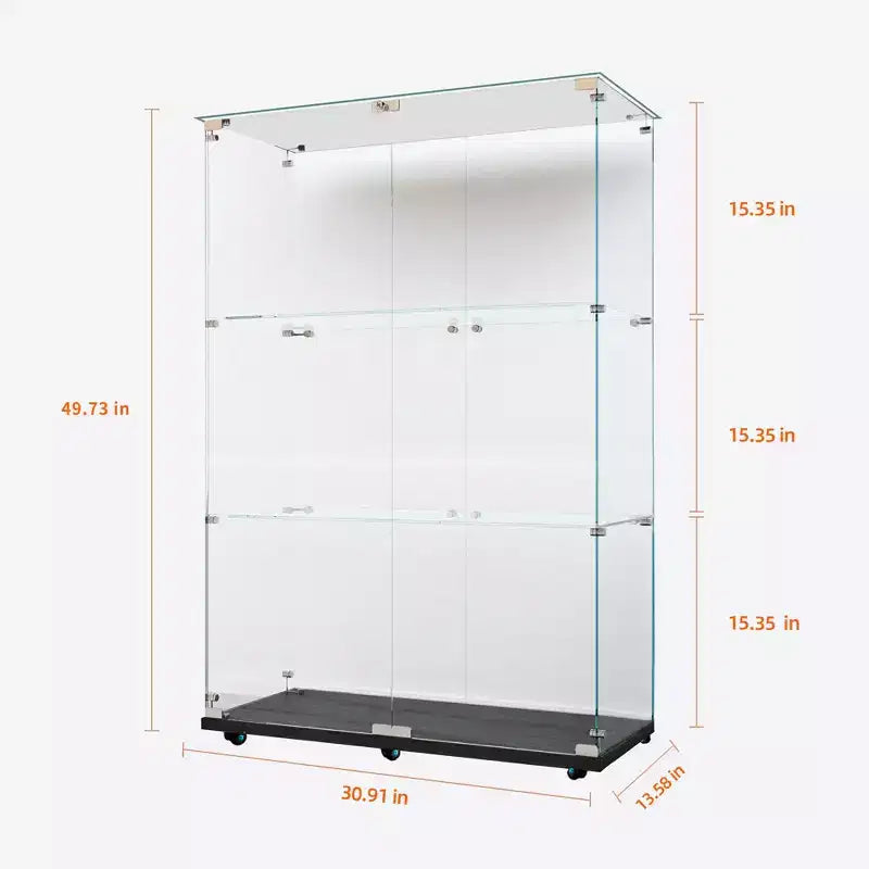 Vetrina in vetro temperato con Smart LED, Nera