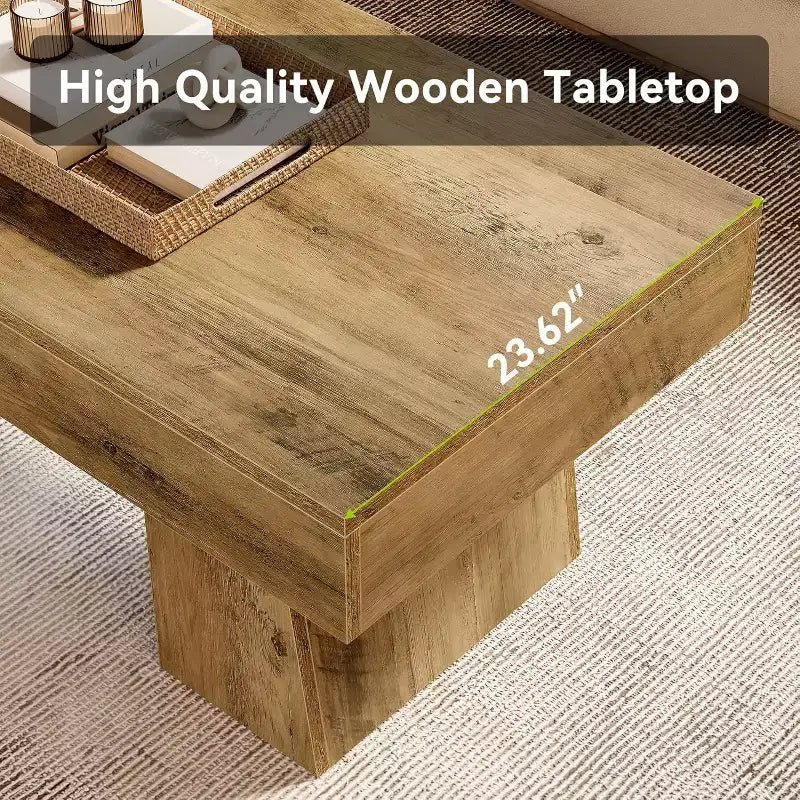 Tavolino da salotto rustico da 47" con base in legno massiccio per soggiorno