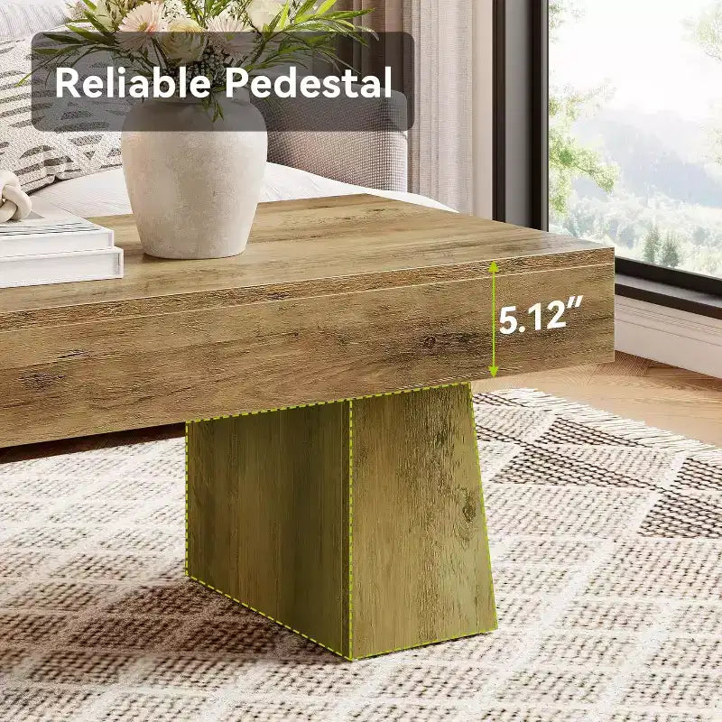 Tavolino da salotto rustico da 47" con base in legno massiccio per soggiorno