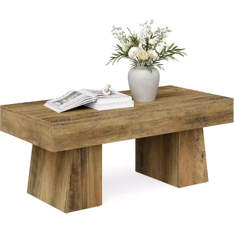 Tavolino da salotto rustico da 47" con base in legno massiccio per soggiorno