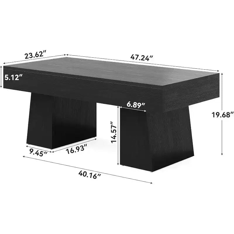Tavolino da salotto rustico da 47" con base in legno massiccio per soggiorno