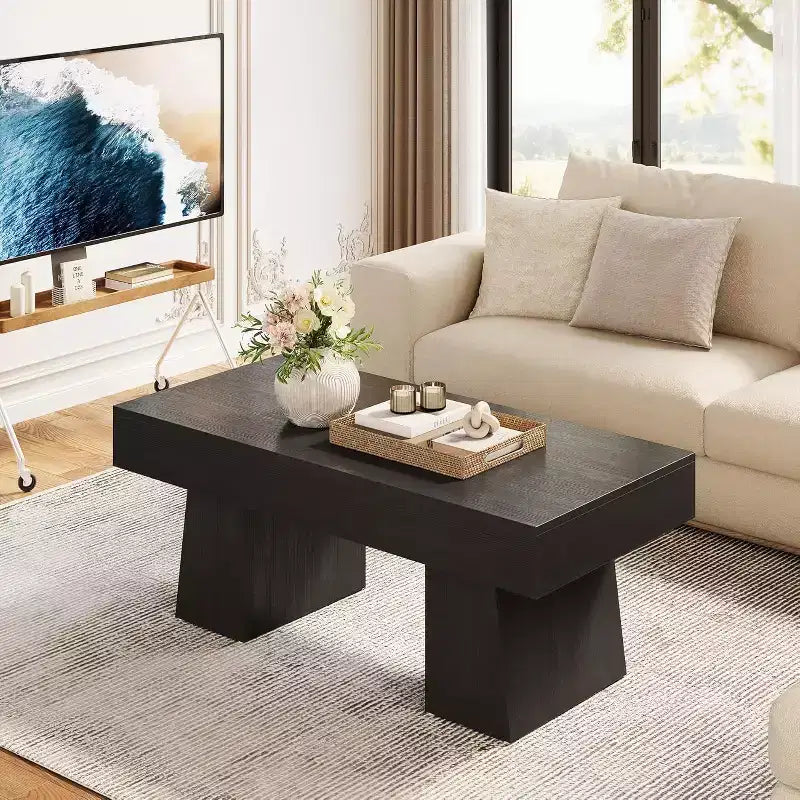 Tavolino da salotto rustico da 47" con base in legno massiccio per soggiorno