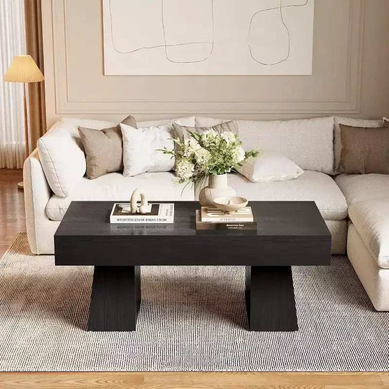Tavolino da salotto rustico da 47" con base in legno massiccio per soggiorno