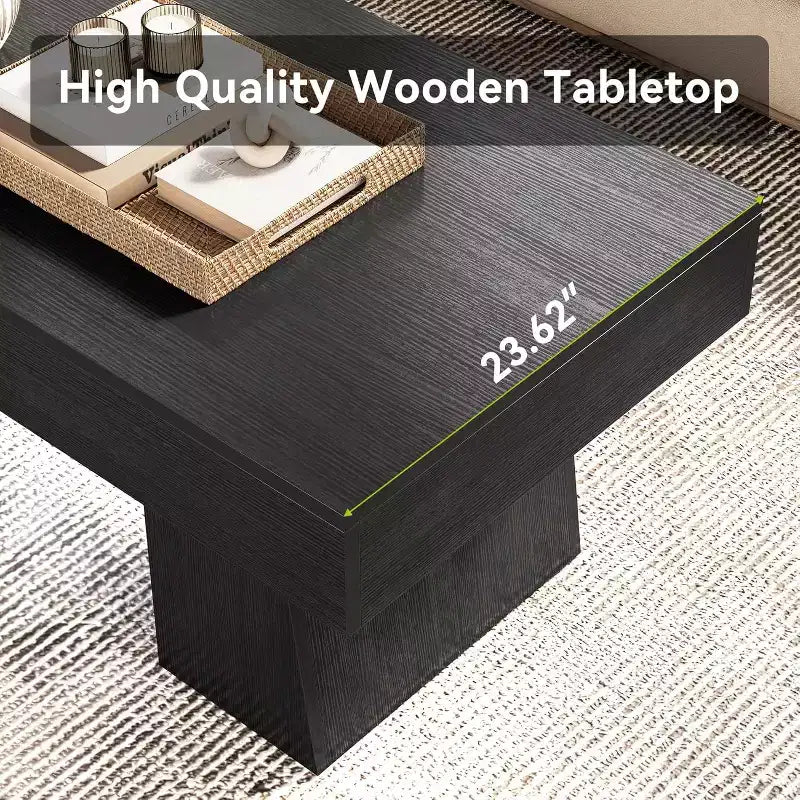 Tavolino da salotto rustico da 47" con base in legno massiccio per soggiorno