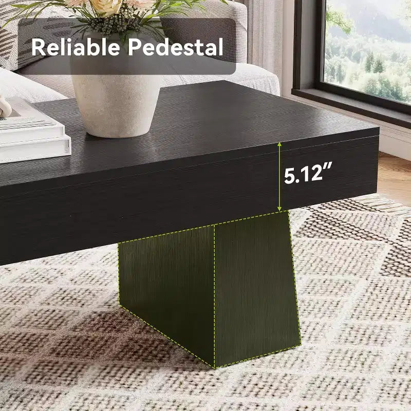 Tavolino da salotto rustico da 47" con base in legno massiccio per soggiorno