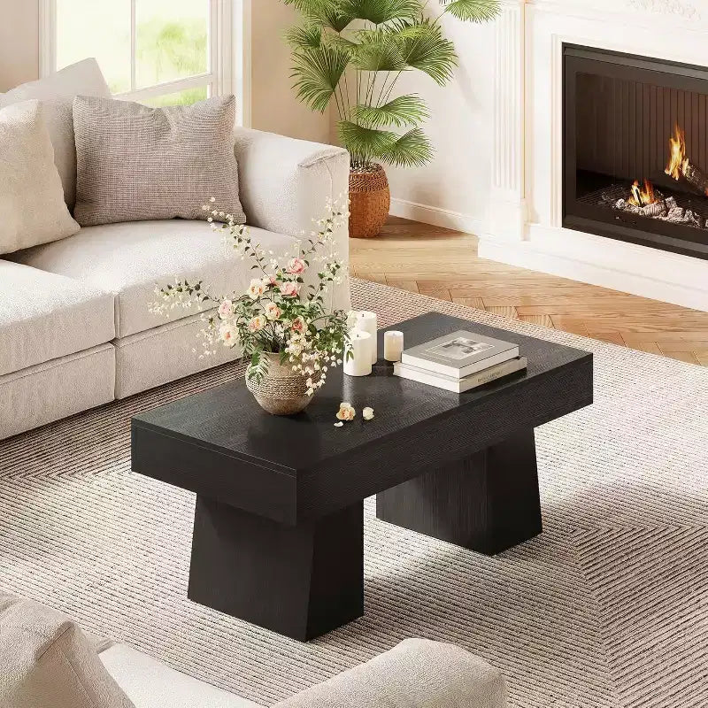 Tavolino da salotto rustico da 47" con base in legno massiccio per soggiorno