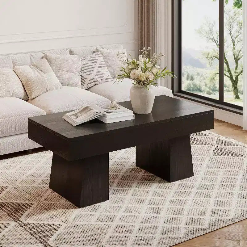 Tavolino da salotto rustico da 47" con base in legno massiccio per soggiorno