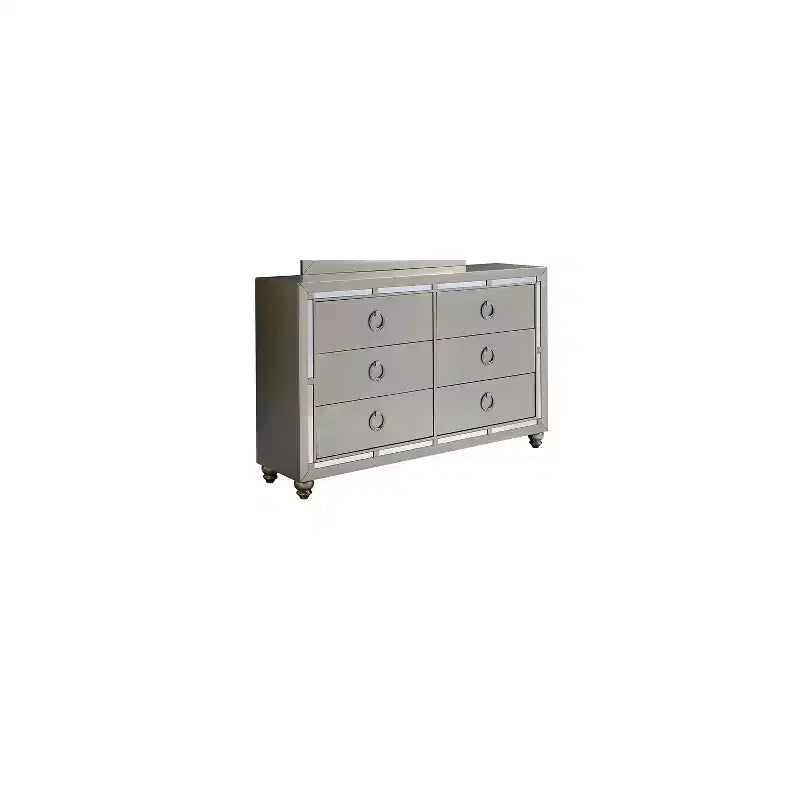 HomeStock 19 in.H Metal Horizontal Dressers with 6 - Drawers in Silver Finish