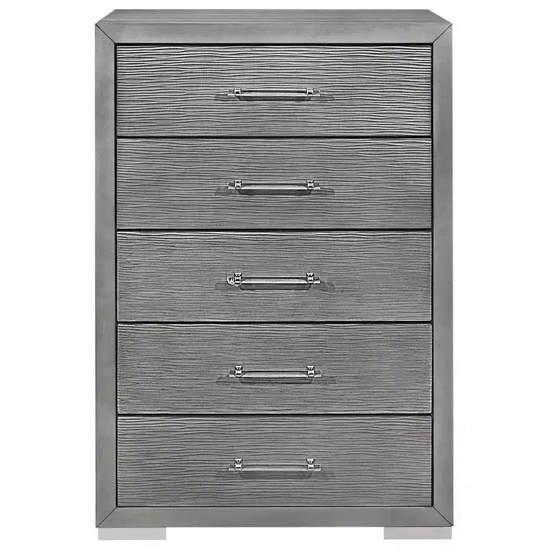 HomeStock 19.69 in.H MDF Vertical Dressers with 14 - Drawers in Silver Finish