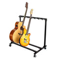 Multi Guitar Stand Rack with Wheels 7 Holders Foldable Guitar Stand Display Rack with No-Slip Rubber Padding Guitar Storage Rack for Home Band Stage