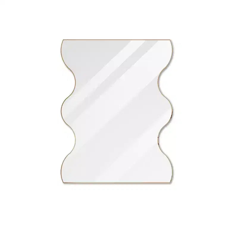 Specchio da bagno moderno a forma di onda 30x35 pollici, cornice in metallo, specchio da bagno