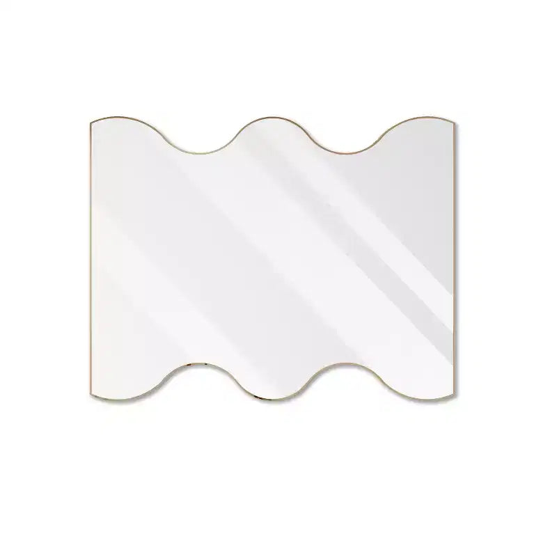 Specchio da bagno moderno a forma di onda 30x35 pollici, cornice in metallo, specchio da bagno