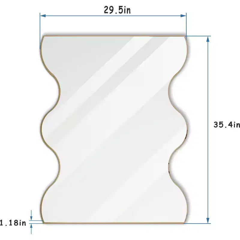 Specchio da bagno moderno a forma di onda 30x35 pollici, cornice in metallo, specchio da bagno