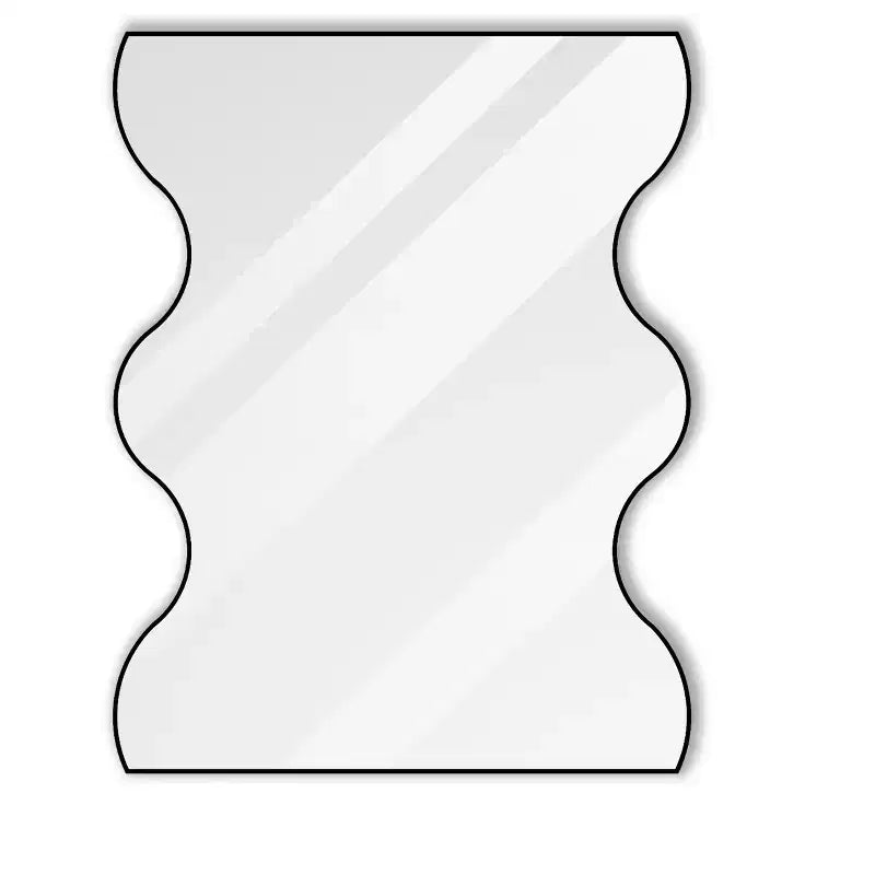 Specchio da bagno moderno a forma di onda 30x35 pollici, cornice in metallo, specchio da bagno