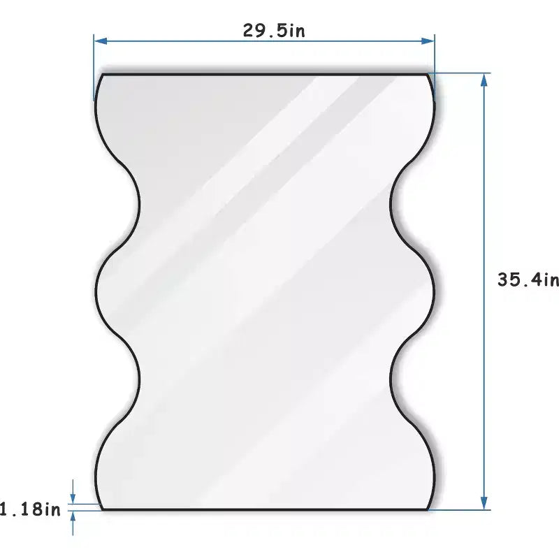 Specchio da bagno moderno a forma di onda 30x35 pollici, cornice in metallo, specchio da bagno