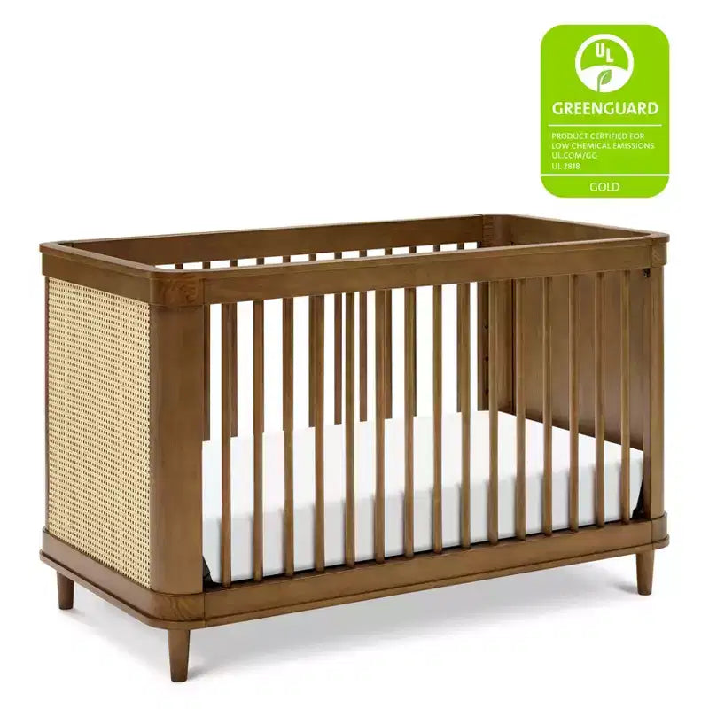 Culla convertibile 3 in 1 con pannelli laterali in canna, legno di pioppo, certificata GREENGUARD Gold