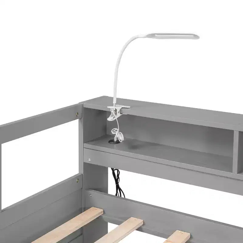 Divano letto Twin XL con 2 letti estraibili e ripiani portaoggetti, struttura letto in legno con ricarica USB e luce LED
