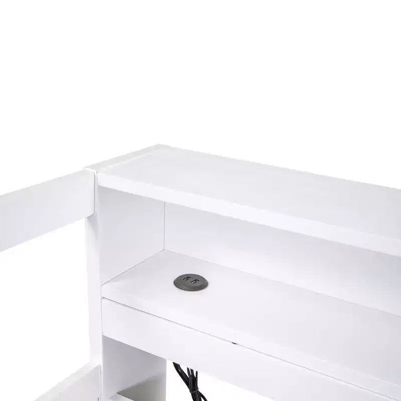 Divano letto Twin XL con 2 letti estraibili e ripiani portaoggetti, struttura letto in legno con ricarica USB e luce LED