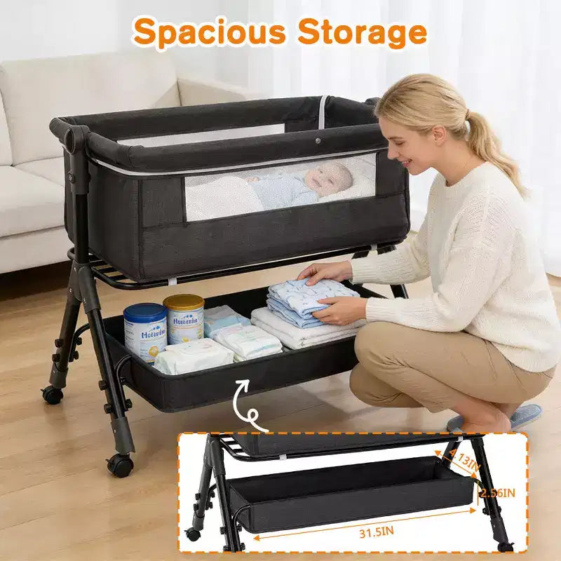 Culla 3 in 1 per neonati con funzione di co-sleeping, Culla pieghevole portatile per neonati, Facile da montare