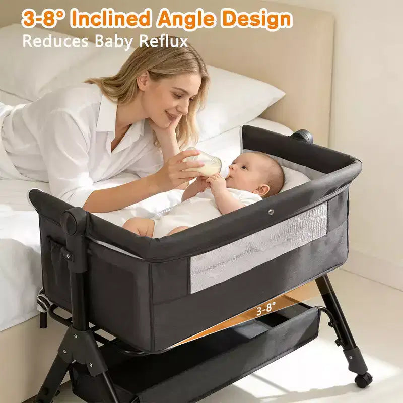 Culla 3 in 1 per neonati con funzione di co-sleeping, Culla pieghevole portatile per neonati, Facile da montare