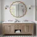 PexFix 30 Wavy Round Solid Wood Frame Decorative Mirror Modern Farmhouse Wall Mirror For Bedroom Bathroom Living Room Entryway Natural Wood