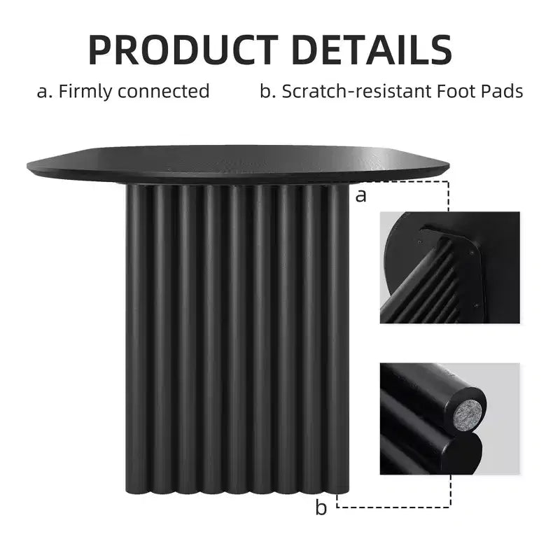 Tavolo da Pranzo Ovale da 200 cm per 6-8 Persone, Piano in Legno Antigraffio e Gambe a Strisce, Stile Modern Farmhouse, Nero