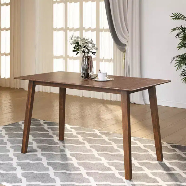 Heynemo Wood Dining Table for 4, Farmhouse Rectangular Kitchen Table, 300LBS Capacity, Small Modern Dinette Table for Dining Room, Living Room, Brown