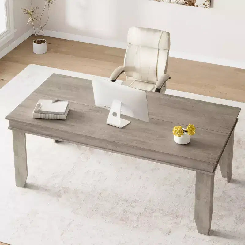 Tavolo da pranzo rustico da 180 cm per 6-8 persone, piano in MDF antigraffio, gambe poligonali, marrone