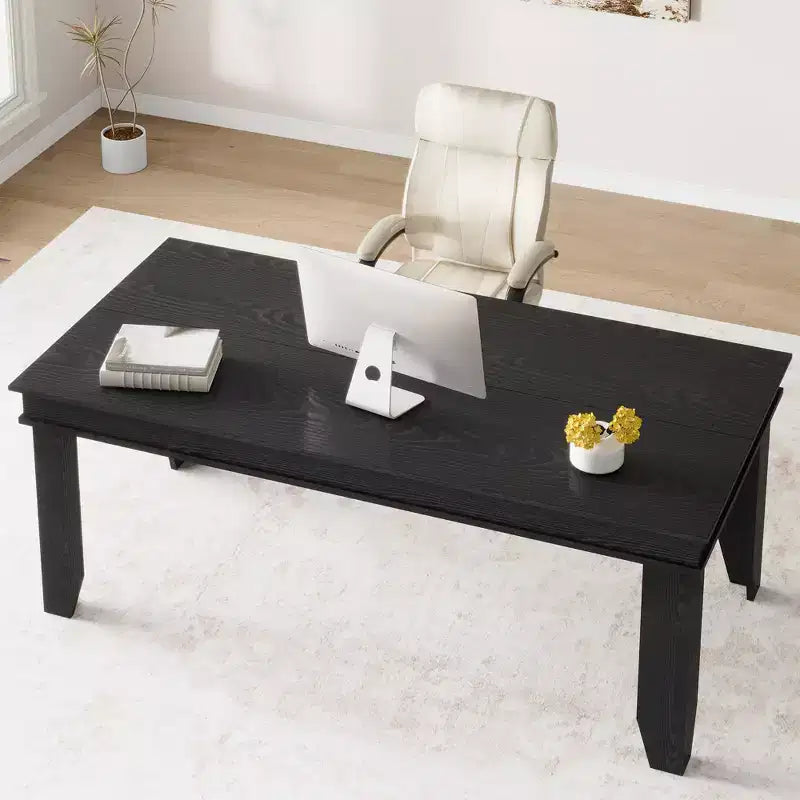 Tavolo da pranzo rustico da 180 cm per 6-8 persone, piano in MDF antigraffio, gambe poligonali, marrone