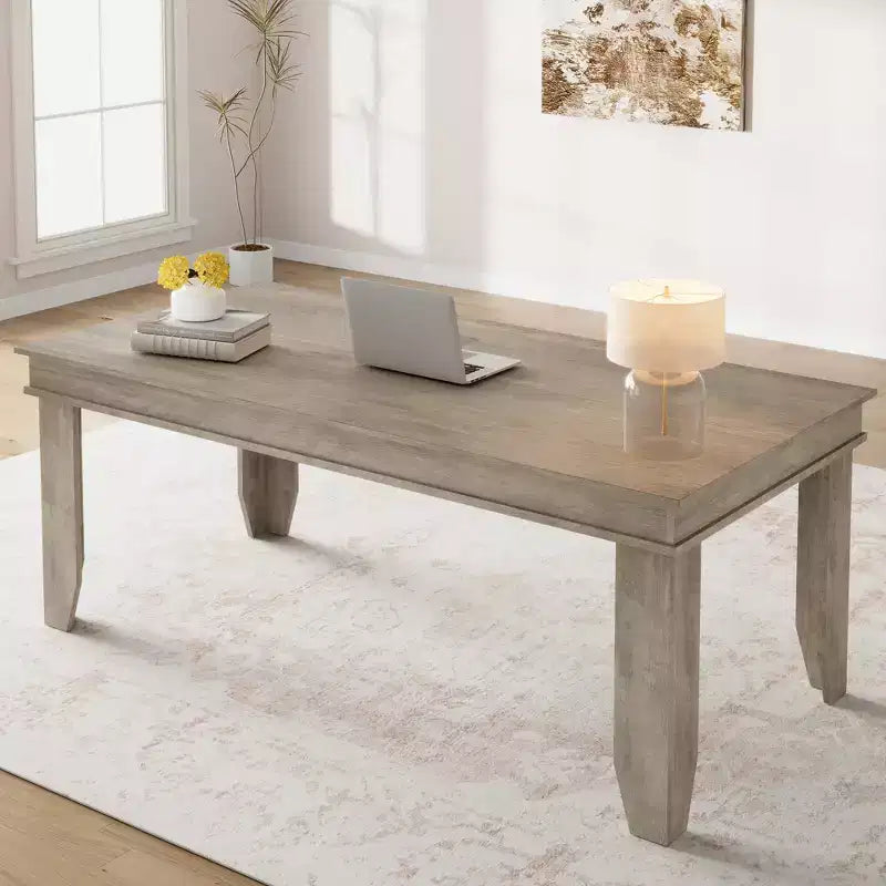 Tavolo da pranzo rustico da 180 cm per 6-8 persone, piano in MDF antigraffio, gambe poligonali, marrone