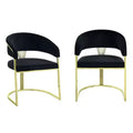 Royal Hampton 22 Inch Side Dining Chair, Gold Base, Padded Black Velvet