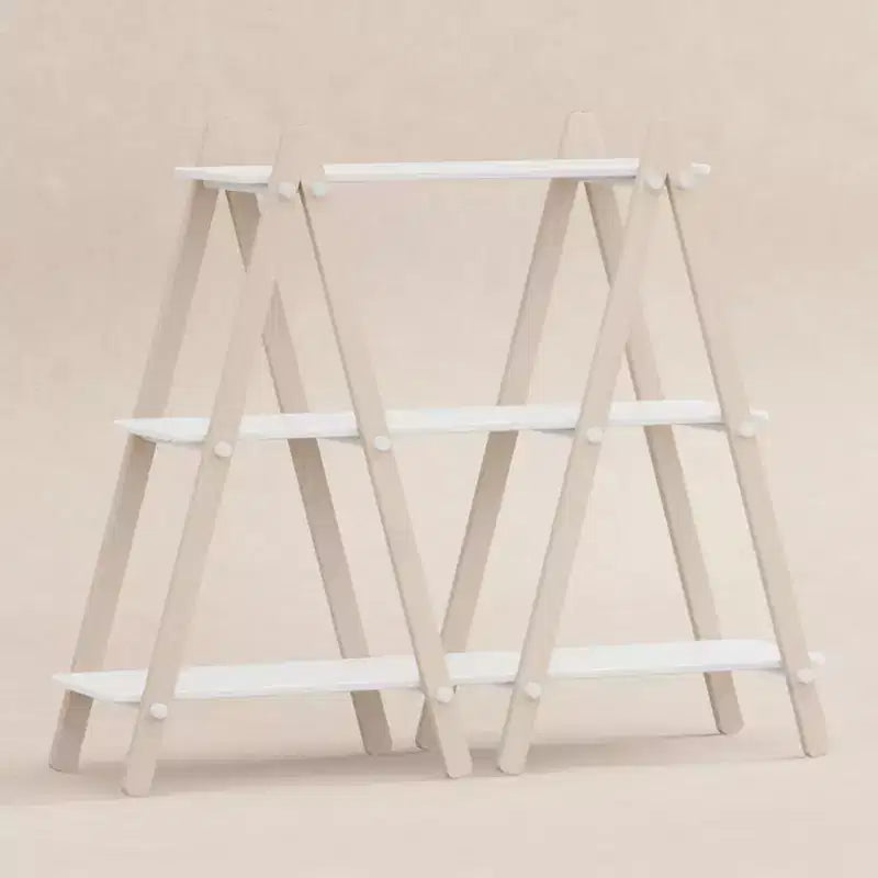 Libreria per bambini a 3 ripiani con bottoni colorati, bianco e legno naturale chiaro, in legno di pino