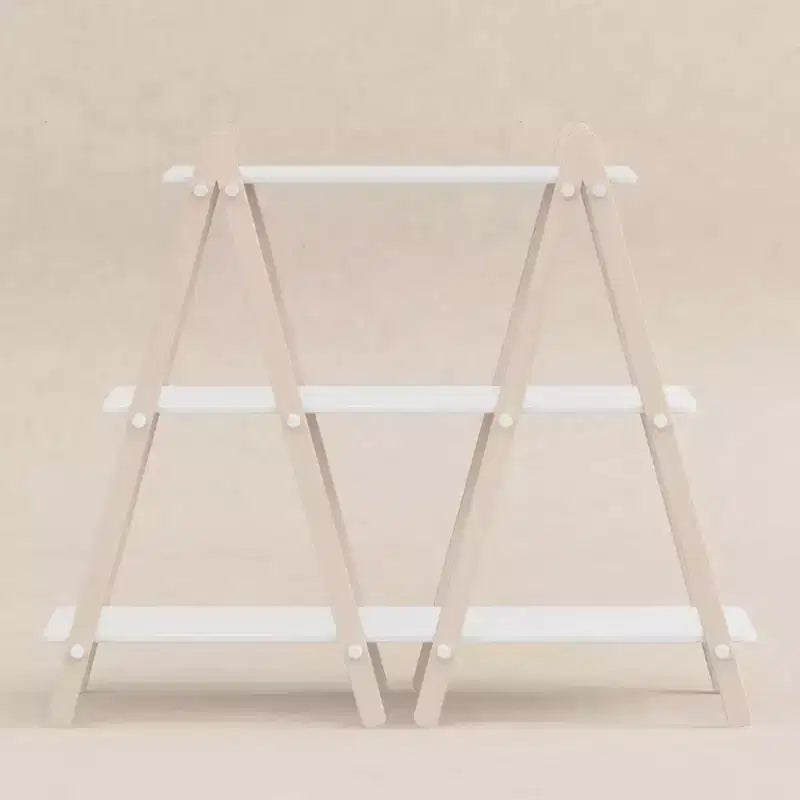 Libreria per bambini a 3 ripiani con bottoni colorati, bianco e legno naturale chiaro, in legno di pino