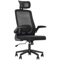 Mesh Office Chair, Ergonomic Desk Chair with Flip-up Armrest, Rotatable Headrest, Adjustable Lumbar Support